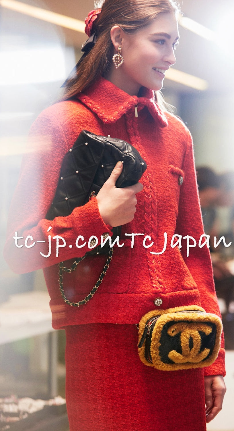 CHANEL 19A Coral Red Zipper Wool Tweed Coat Jacket 36 38 42 シャネル コーラル レッド ジッパー ウール ツイード コート ジャケット 即発