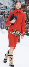 CHANEL 19A Coral Red Zipper Wool Tweed Coat Jacket 36 38 42 シャネル コーラル レッド ジッパー ウール ツイード コート ジャケット 即発