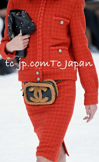 CHANEL 19A Coral Red Zipper Wool Tweed Coat Jacket 36 38 42 シャネル コーラル レッド ジッパー ウール ツイード コート ジャケット 即発
