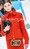 CHANEL 19A Coral Red Zipper Wool Tweed Coat Jacket 36 38 42 シャネル コーラル レッド ジッパー ウール ツイード コート ジャケット 即発