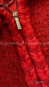 CHANEL 19A Coral Red Zipper Wool Tweed Coat Jacket 36 38 42 シャネル コーラル レッド ジッパー ウール ツイード コート ジャケット 即発