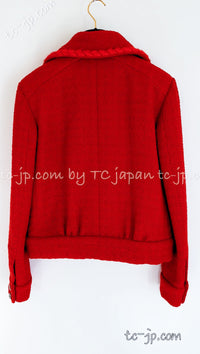 CHANEL 19A Coral Red Zipper Wool Tweed Coat Jacket 36 38 シャネル コーラル・レッド・ジッパー・ウール・ツイード・コート・ジャケット 即発