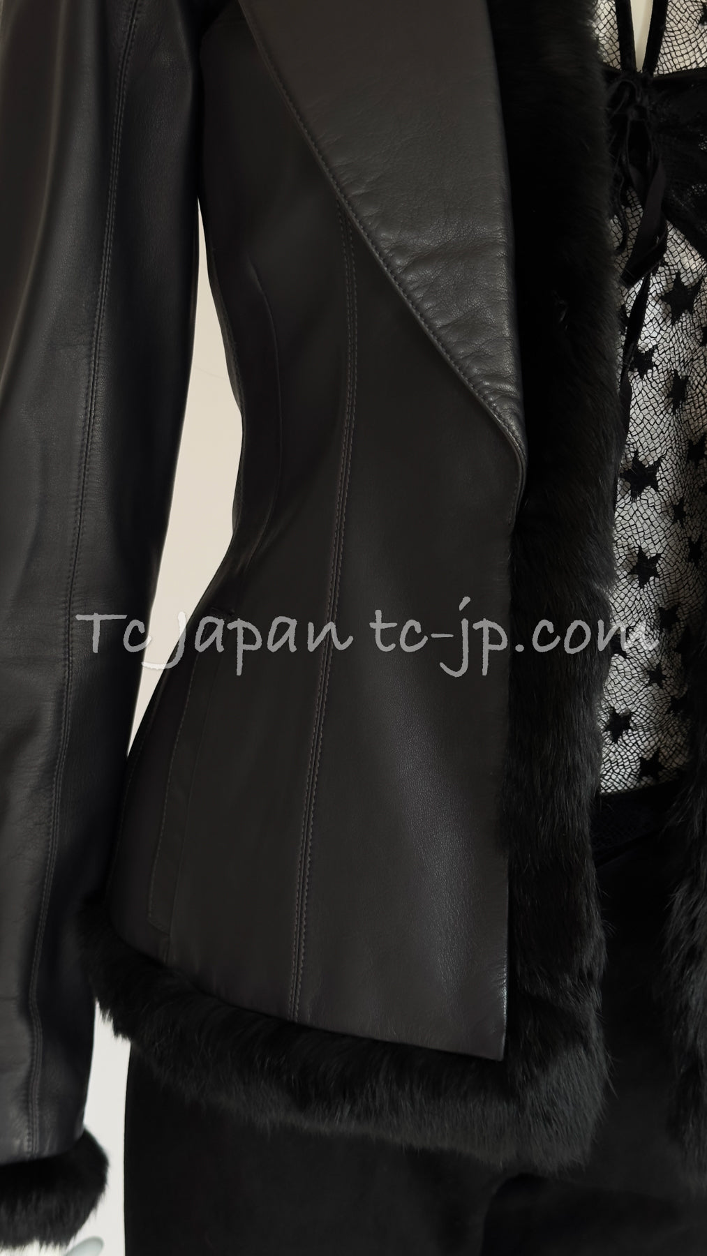 CHANEL 02A Charcoal Gray Brown Black Lambskin Leather Rabbit Fur Jacket 34 シャネル チャコールグレー ラムスキン レザー ラビットファー チャコールグレー ブラウン ブラック ジャケット 即発