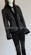 CHANEL 02A Charcoal Gray Brown Black Lambskin Leather Rabbit Fur Jacket 34 シャネル チャコールグレー ラムスキン レザー ラビットファー チャコールグレー ブラウン ブラック ジャケット 即発
