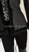 CHANEL 02A Charcoal Gray Brown Black Lambskin Leather Rabbit Fur Jacket 34 シャネル チャコールグレー ラムスキン レザー ラビットファー チャコールグレー ブラウン ブラック ジャケット 即発