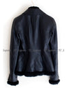CHANEL 02A Charcoal Gray Brown Black Lambskin Leather Rabbit Fur Jacket 34 シャネル チャコールグレー ラムスキン レザー ラビットファー チャコールグレー ブラウン ブラック ジャケット 即発