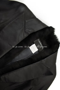 CHANEL 02A Charcoal Gray Brown Black Lambskin Leather Rabbit Fur Jacket 34 シャネル チャコールグレー ラムスキン レザー ラビットファー チャコールグレー ブラウン ブラック ジャケット 即発