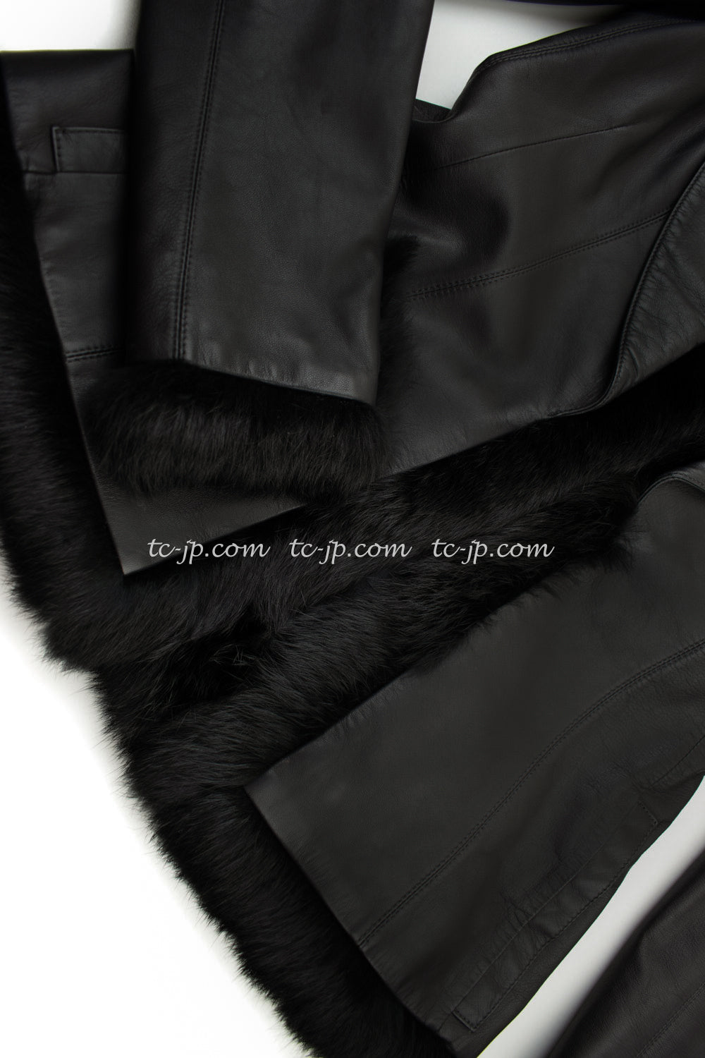 CHANEL 02A Charcoal Gray Brown Black Lambskin Leather Rabbit Fur Jacket 34 シャネル チャコールグレー ラムスキン レザー ラビットファー チャコールグレー ブラウン ブラック ジャケット 即発