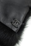 CHANEL 02A Charcoal Gray Brown Black Lambskin Leather Rabbit Fur Jacket 34 シャネル チャコールグレー ラムスキン レザー ラビットファー チャコールグレー ブラウン ブラック ジャケット 即発
