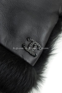 CHANEL 02A Charcoal Gray Brown Black Lambskin Leather Rabbit Fur Jacket 34 シャネル チャコールグレー ラムスキン レザー ラビットファー チャコールグレー ブラウン ブラック ジャケット 即発