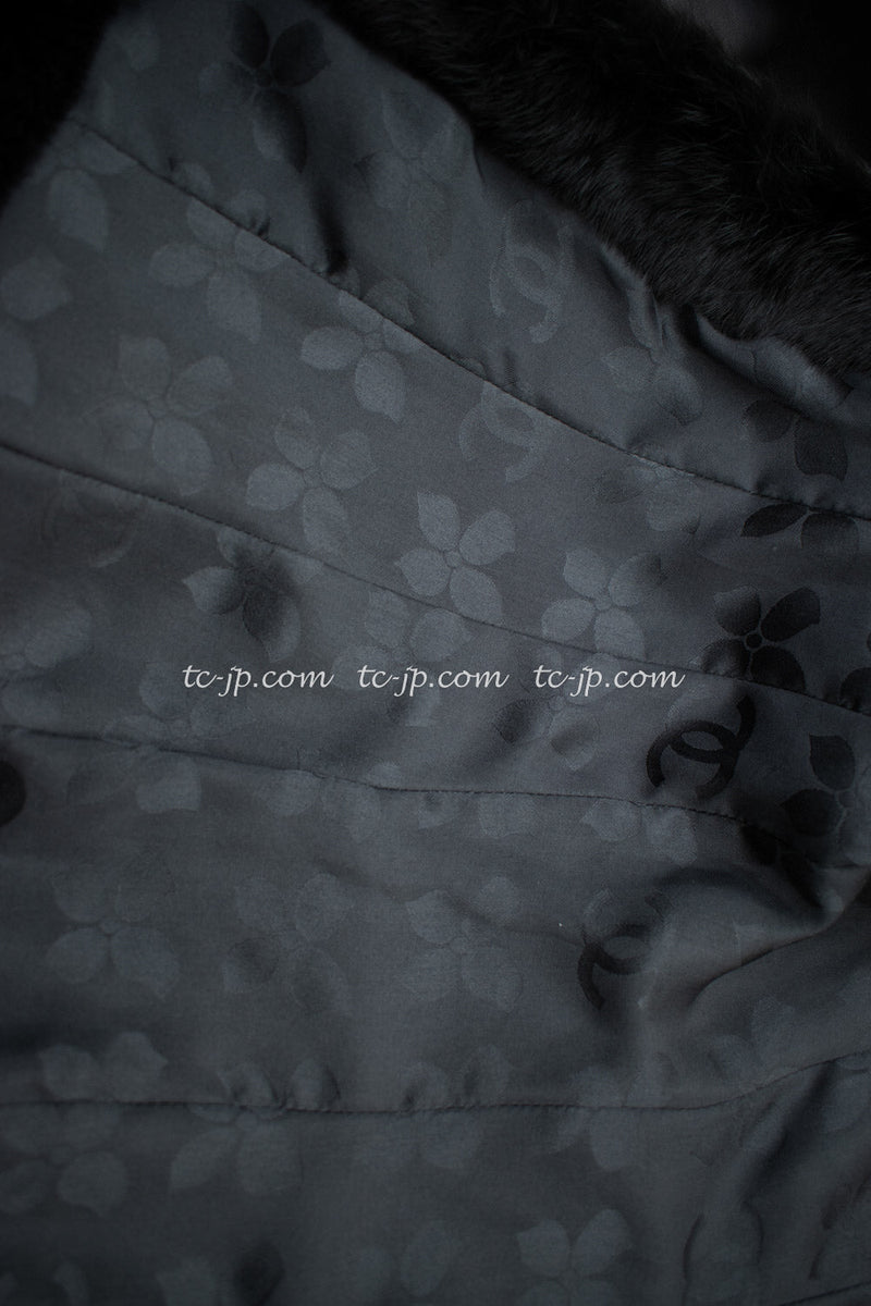 CHANEL 02A Charcoal Gray Brown Black Lambskin Leather Rabbit Fur Jacket 34 シャネル チャコールグレー ラムスキン レザー ラビットファー チャコールグレー ブラウン ブラック ジャケット 即発