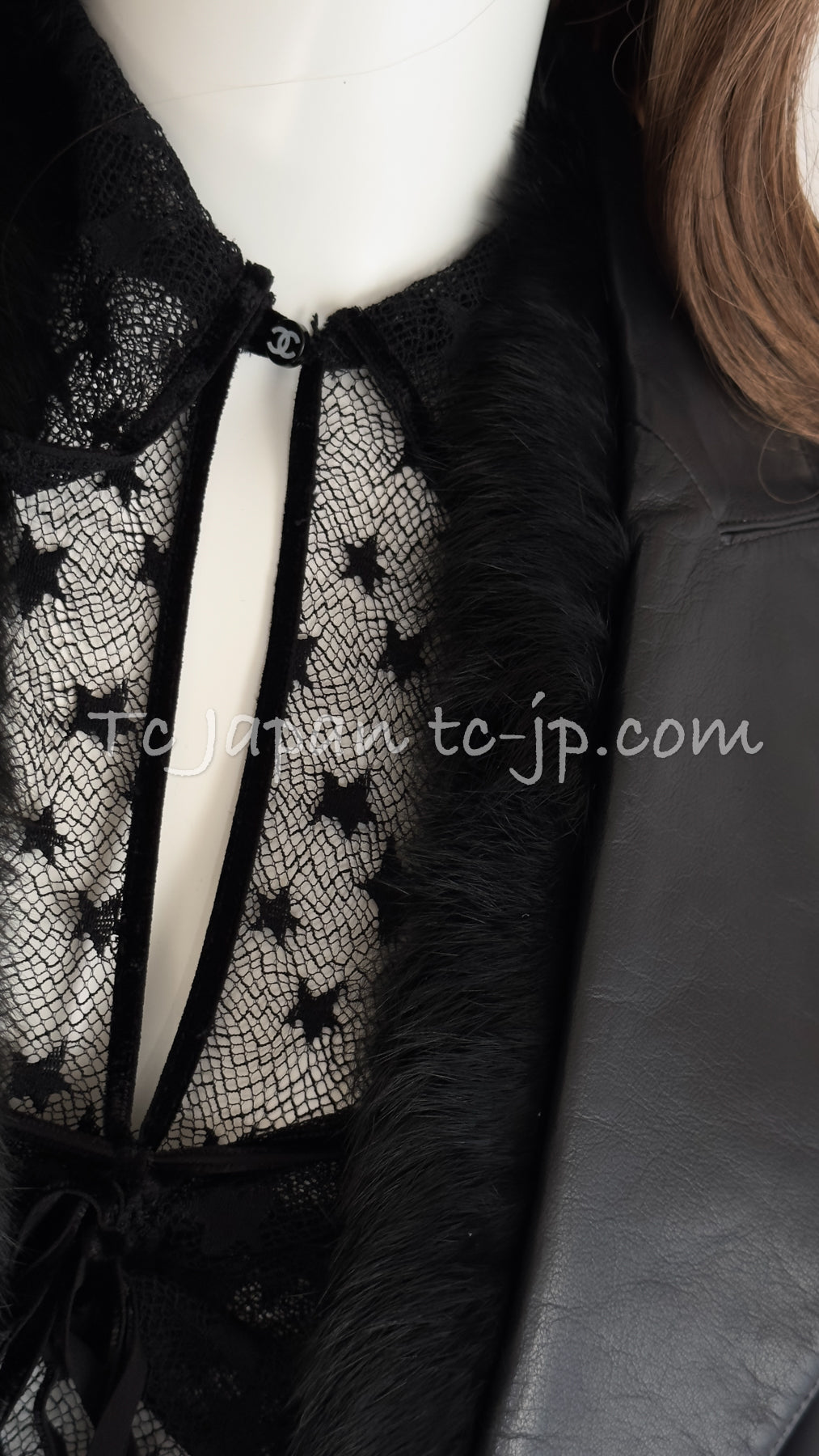 CHANEL 02A Charcoal Gray Brown Black Lambskin Leather Rabbit Fur Jacket 34 シャネル チャコールグレー ラムスキン レザー ラビットファー チャコールグレー ブラウン ブラック ジャケット 即発