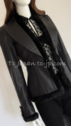CHANEL 02A Charcoal Gray Brown Black Lambskin Leather Rabbit Fur Jacket 34 シャネル チャコールグレー ラムスキン レザー ラビットファー チャコールグレー ブラウン ブラック ジャケット 即発