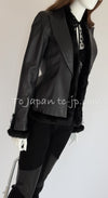 CHANEL 02A Charcoal Gray Brown Black Lambskin Leather Rabbit Fur Jacket 34 シャネル チャコールグレー ラムスキン レザー ラビットファー チャコールグレー ブラウン ブラック ジャケット 即発