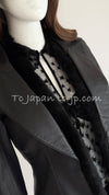 CHANEL 02A Charcoal Gray Brown Black Lambskin Leather Rabbit Fur Jacket 34 シャネル チャコールグレー ラムスキン レザー ラビットファー チャコールグレー ブラウン ブラック ジャケット 即発