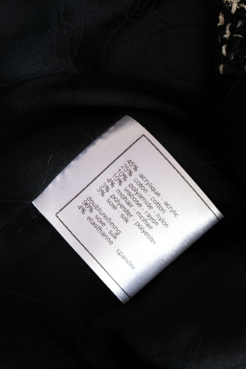 CHANEL 05C Black Silver Trim CC Logo Emblem Lesage Blazer Jacket 38 シャネル ブラック シルバー トリム CC ロゴ エンブレム ルサージュ ブレザー ジャケット 即発