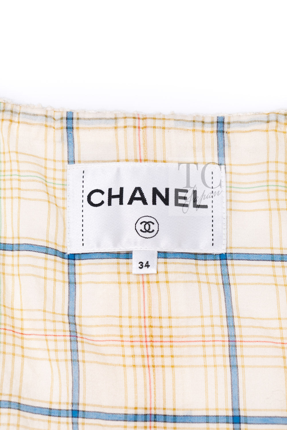CHANEL 20C Ivory Cotton CC Logo Button Collarless Tweed Jacket 34 36 10