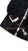 CHANEL 17B Black Silk Ivory Fantasy Fur Jacket Coat 48 シャネル ブラック シルク アイボリー ファー ジャケット コート 即発