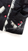 CHANEL 17B Black Silk Ivory Fantasy Fur Jacket Coat 48 シャネル ブラック シルク アイボリー ファー ジャケット コート 即発