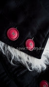 CHANEL 17B Black Silk Ivory Fantasy Fur Jacket Coat 48 シャネル ブラック シルク アイボリー ファー ジャケット コート 即発