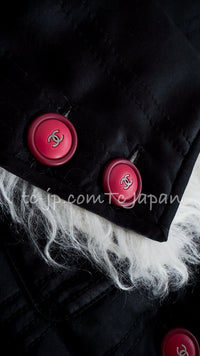 CHANEL 17B Black Silk Ivory Fantasy Fur Jacket Coat 48 シャネル ブラック シルク アイボリー ファー ジャケット コート 即発