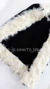 CHANEL 17B Black Silk Ivory Fantasy Fur Jacket Coat 48 シャネル ブラック シルク アイボリー ファー ジャケット コート 即発