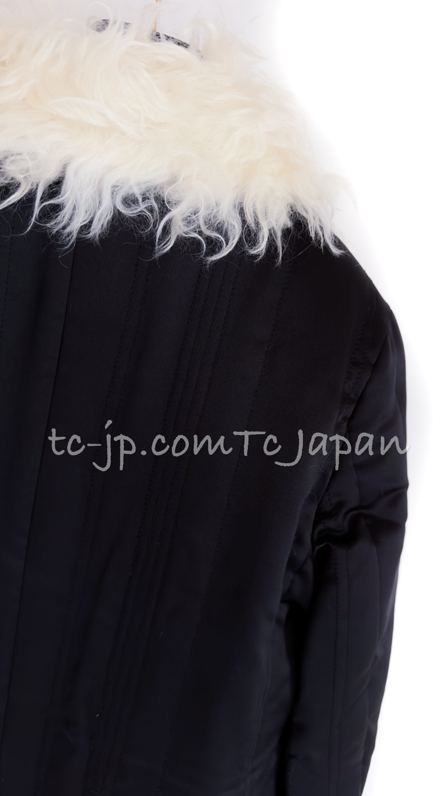 シャネル ジャケット コート CHANEL ブラック シルク アイボリー