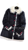CHANEL 17B Black Silk Ivory Fantasy Fur Jacket Coat 38 シャネル ブラック シルク アイボリー ファー ジャケット コート 即発