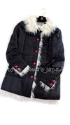 CHANEL 17B Black Silk Ivory Fantasy Fur Jacket Coat 48 シャネル ブラック シルク アイボリー ファー ジャケット コート 即発