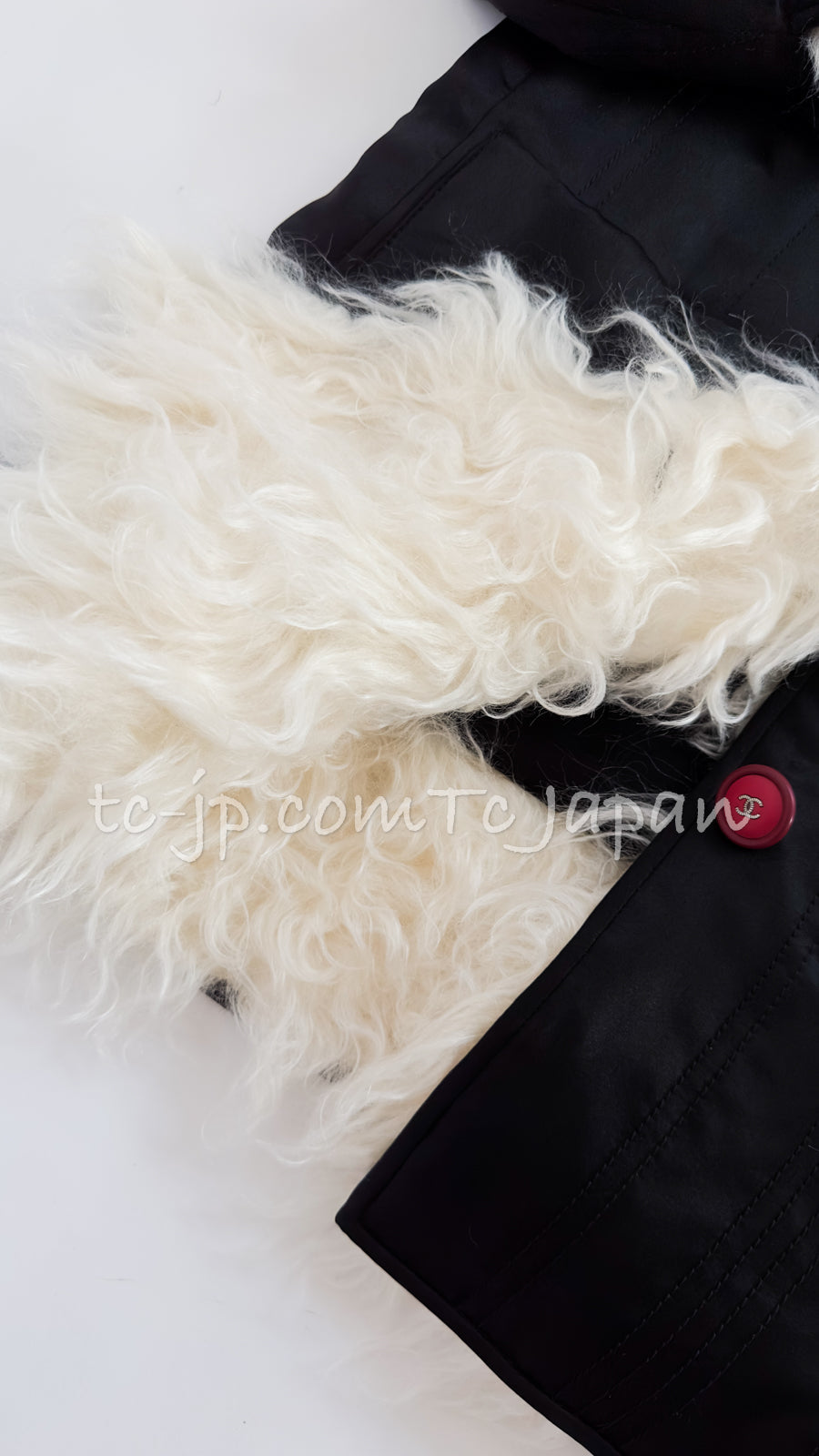 CHANEL 17B Black Silk Ivory Fantasy Fur Jacket Coat 48 シャネル ブラック シルク アイボリー ファー ジャケット コート 即発