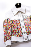 CHANEL 16S White Multicolor Floral Print CC Logo Jacket 34 36 シャネル ホワイト マルチカラー フラワー プリント CC ロゴ ジャケット 即発