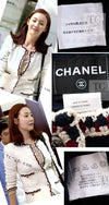 CHANEL 11S Navy Crochet Braid Trim Cotton Jacket 36 シャネル ネイビー クロシェット ブレイド トリミング コットン ジャケット 即発