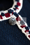 CHANEL 11S Navy Crochet Braid Trim Cotton Jacket 40 シャネル ネイビー クロシェット ブレイド トリミング コットン ジャケット 即発