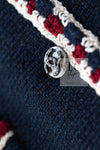 CHANEL 11S Navy Crochet Braid Trim Cotton Jacket 40 シャネル ネイビー クロシェット ブレイド トリミング コットン ジャケット 即発