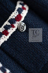CHANEL 11S Navy Crochet Braid Trim Cotton Jacket 40 シャネル ネイビー クロシェット ブレイド トリミング コットン ジャケット 即発