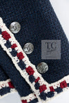 CHANEL 11S Navy Crochet Braid Trim Cotton Jacket 40 シャネル ネイビー クロシェット ブレイド トリミング コットン ジャケット 即発