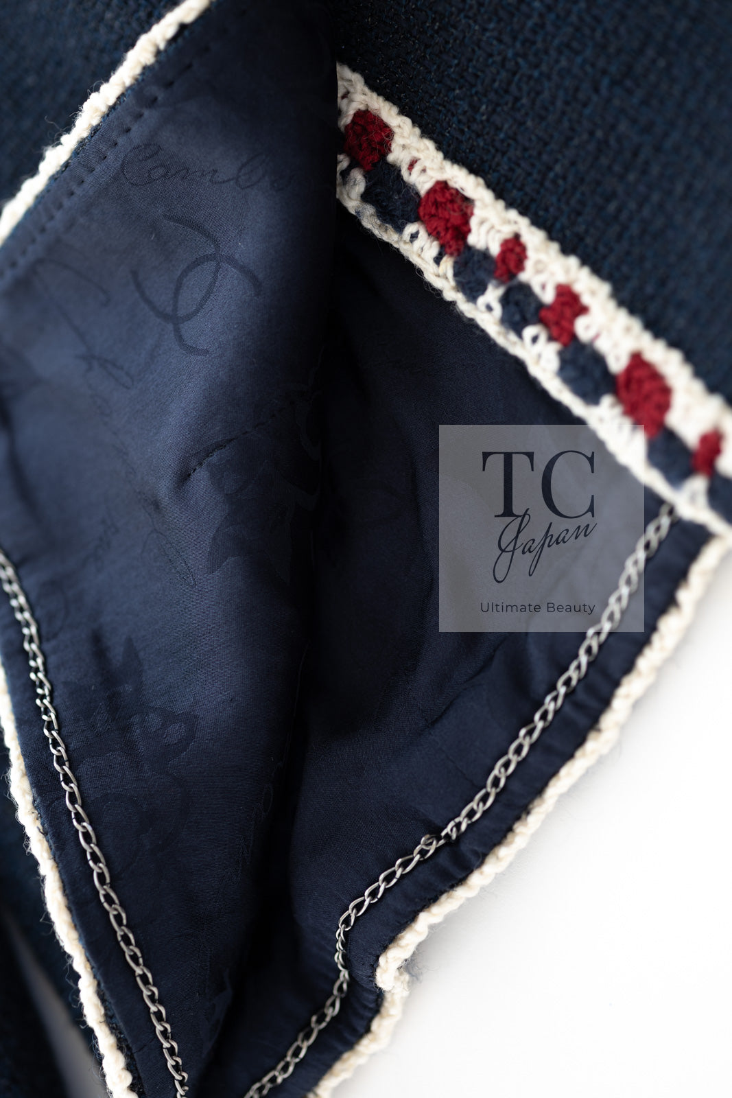 シャネル ジャケット CHANEL ネイビー クロシェット ブレイド