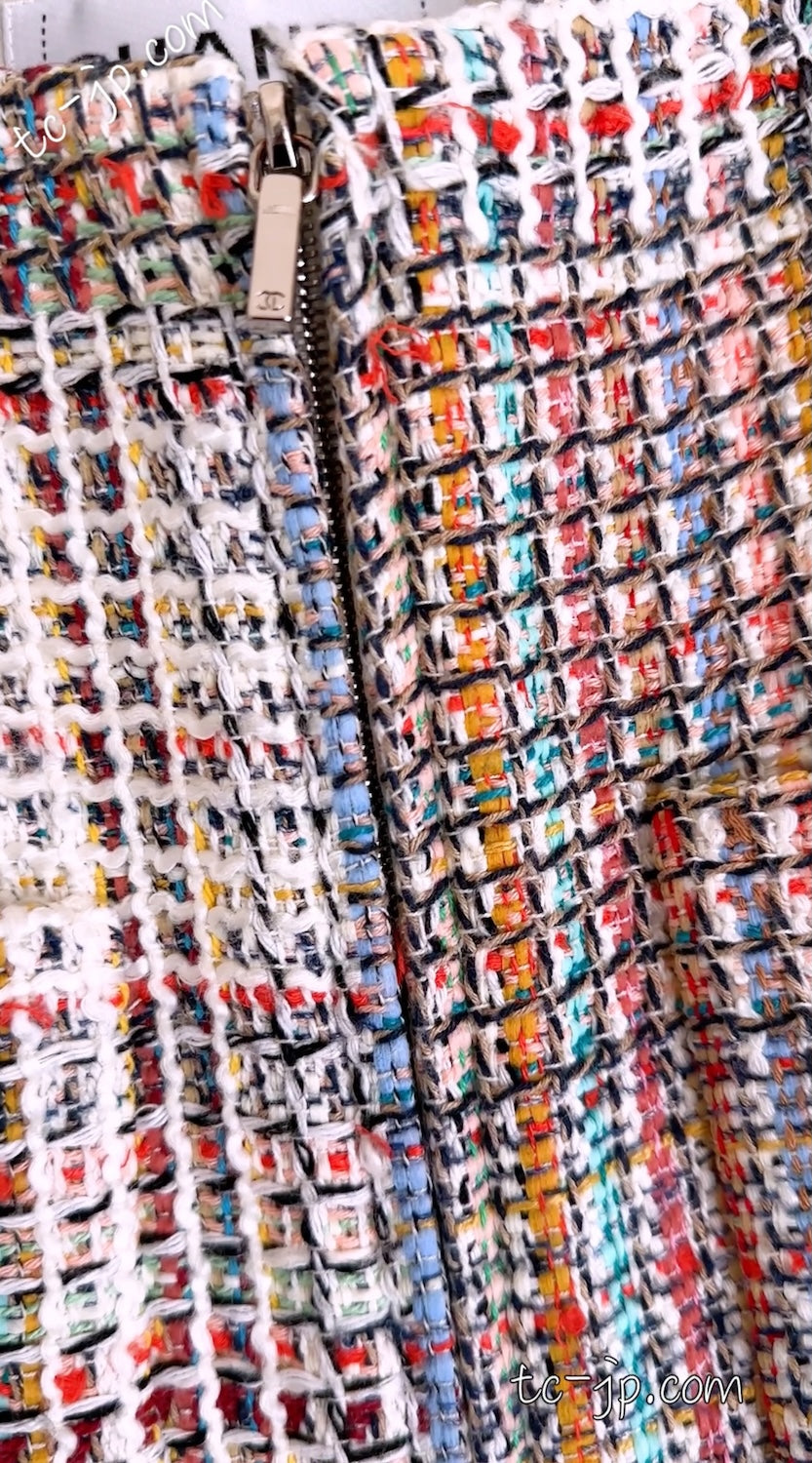 シャネル ジャケット CHANEL マルチカラー ピンク トリム ジッパー 17C