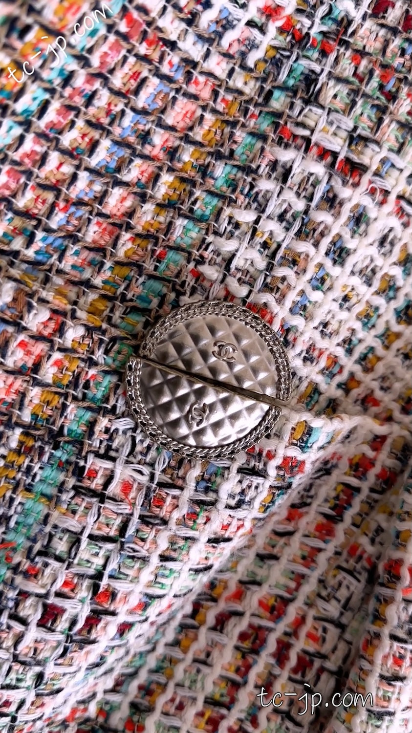 シャネル ジャケット CHANEL マルチカラー ピンク トリム ジッパー 17C