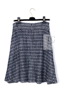 CHANEL 19PS Gray Silver Navy Blue Mix Tweed Jacket Skirt Suit 38 シャネル グレー シルバー ネイビー ブルー ミックス ツイード ジャケット スカート スーツ 即発