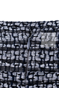 CHANEL 19PS Gray Silver Navy Blue Mix Tweed Jacket Skirt Suit 38 シャネル グレー シルバー ネイビー ブルー ミックス ツイード ジャケット スカート スーツ 即発