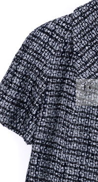 CHANEL 19PS Gray Silver Navy Blue Mix Tweed Jacket Skirt Suit 38 シャネル グレー シルバー ネイビー ブルー ミックス ツイード ジャケット スカート スーツ 即発