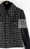 CHANEL 17PF Black Wool Calfskin Lethear Sleeve Tweed Jacket 38 シャネル ブラック ウール 袖 レザー ツイード ジャケット 即発