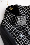 CHANEL 17PF Black Wool Calfskin Lethear Sleeve Tweed Jacket 38 シャネル ブラック ウール 袖 レザー ツイード ジャケット 即発