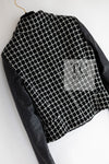 CHANEL 17PF Black Wool Calfskin Lethear Sleeve Tweed Jacket 38 シャネル ブラック ウール 袖 レザー ツイード ジャケット 即発