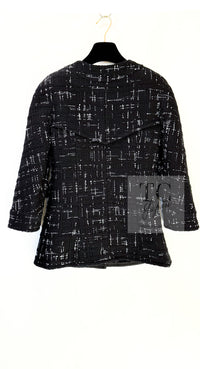 CHANEL 18PA Black White Collarless Coat Jacket 34 シャネル ブラック ホワイト ココボタン ノーカラー コート ジャケット 即発