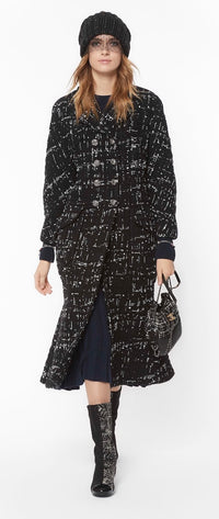 CHANEL 18PA Black White Collarless Coat Jacket | TW