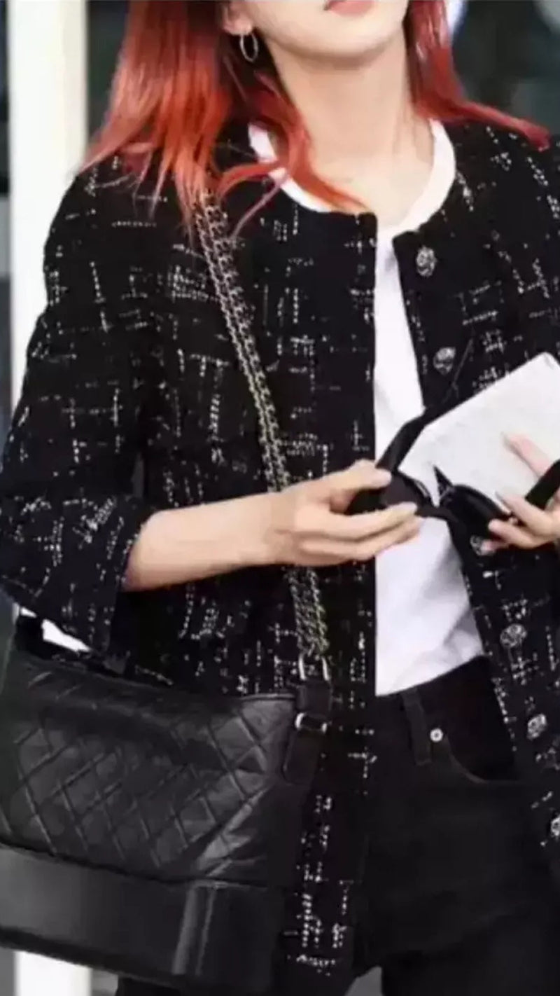 CHANEL 18PA Black White Collarless Coat Jacket 19