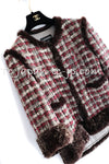 CHANEL 05A Rabbit Fur Trim Raspberry Brown Tweed Jacket Skirt Suit 38 シャネル ラビット・ファートリム・ラズベリー・ブラウン・ツイード・ジャケット・スカート・スーツ 即発