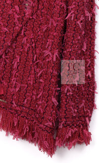 CHANEL 17PF Magenta Red Pink Fringe Trim Fantasy Tweed Jacket 40 シャネル マジェンダ レッド ピンク フリンジ トリム ファンタジー ツイード ジャケット 即発
